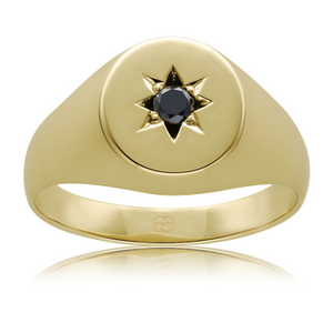 Black diamond old Signet Ring Gems and Jewellery