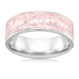 White Gold Wedding ring, with Pink Spectrum ceramic inlay Gems and Jewellery