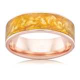 Rose Gold Wedding Ring with Yellow Spectrum inlay Gems and Jewellery