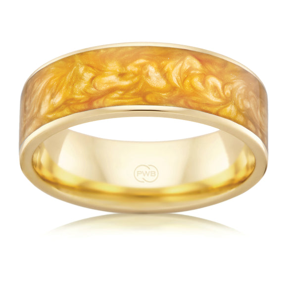 Yellow Gold Wedding Ring with Yellow Spectrum inlay Gems and Jewellery