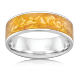 White Gold Wedding Ring with Yellow Spectrum inlay Gems and Jewellery