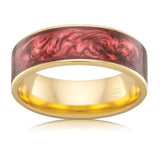 Yellow Gold Spectrum Wedding Ring with  red Spectrum ceramic finish Gems and Jewellery