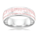 White Gold wedding Ring with Pink Spectrum inlay Gems and Jewellery