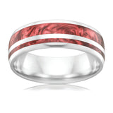 White gold wedding Ring with red Spectrum inlay Gems and Jewellery