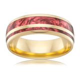 Yellow gold wedding Ring with red Spectrum inlay Gems and Jewellery