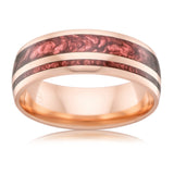 Rose gold wedding Ring with red Spectrum inlay Gems and Jewellery