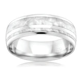 White Gold Wedding ring with a white gold Spectrum inlay. 