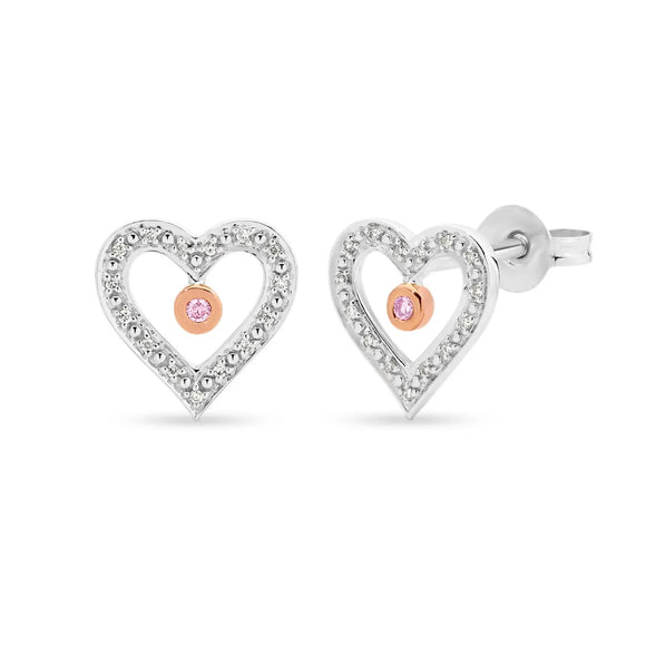 Pink Argyle and White Diamond Heart Earring E708 Gems and Jewellery.com.au